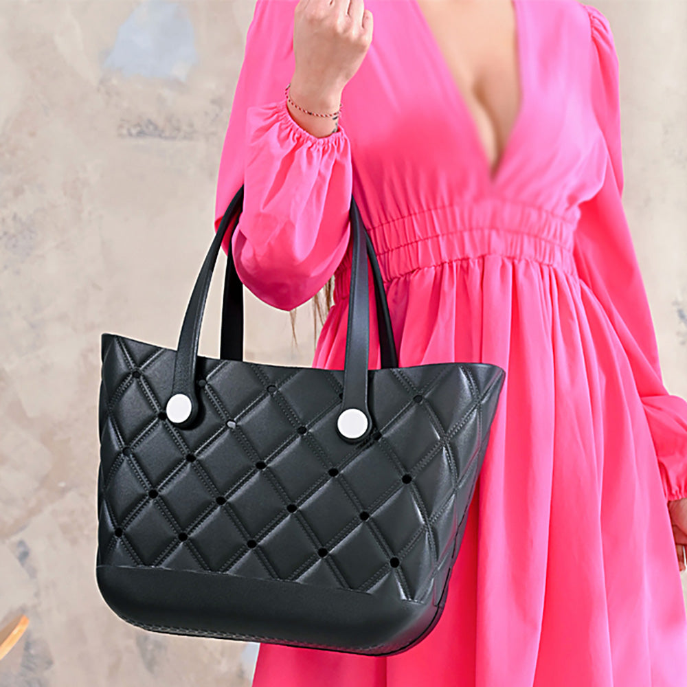 Black Trendy Silicone Personalized Charm Tote Bag