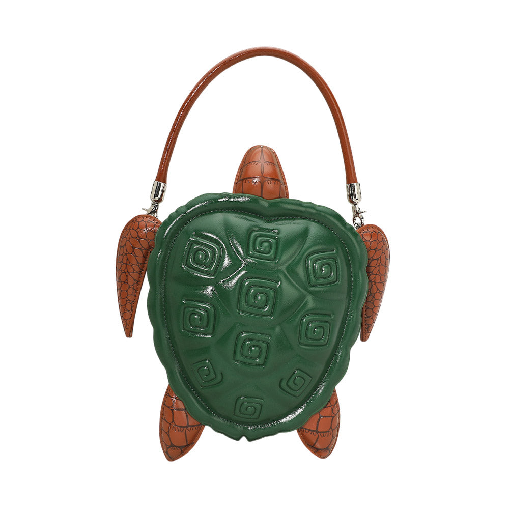 Green Faux Leather Turtle Shape Crossbody Handbag M H W ACCESSORIES LLC Green Faux Leather Turtle Shape Crossbody Handbag