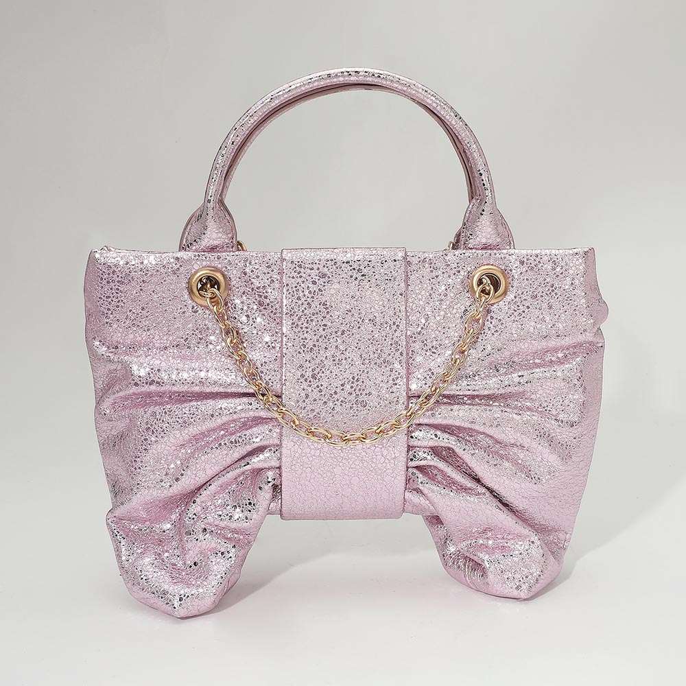 Sparkly Ruched Bow Accent Shoulder Crossbody Handbag M H W ACCESSORIES LLC Sparkly Ruched Bow Accent Shoulder Crossbody Handbag