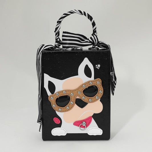 Pink Cute Dog Box Purse Crossbody Bag