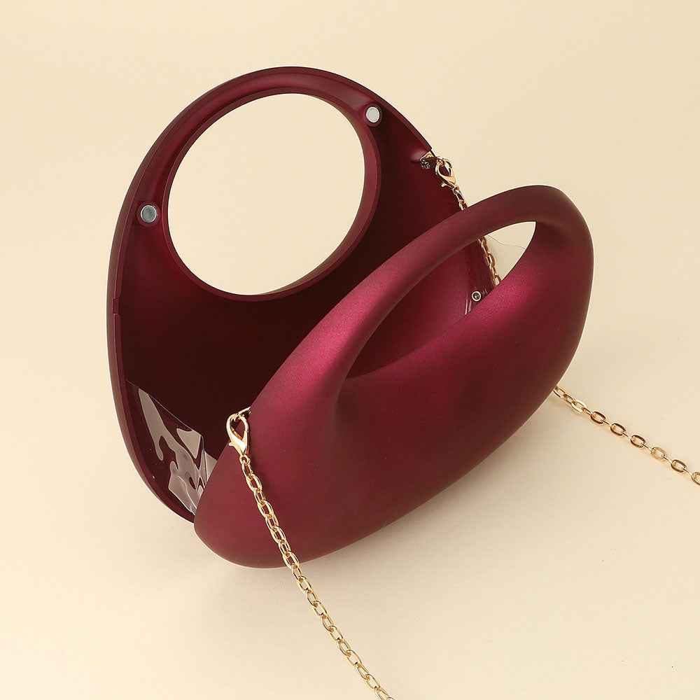 Wine Matte Acrylic Crescent Handbag