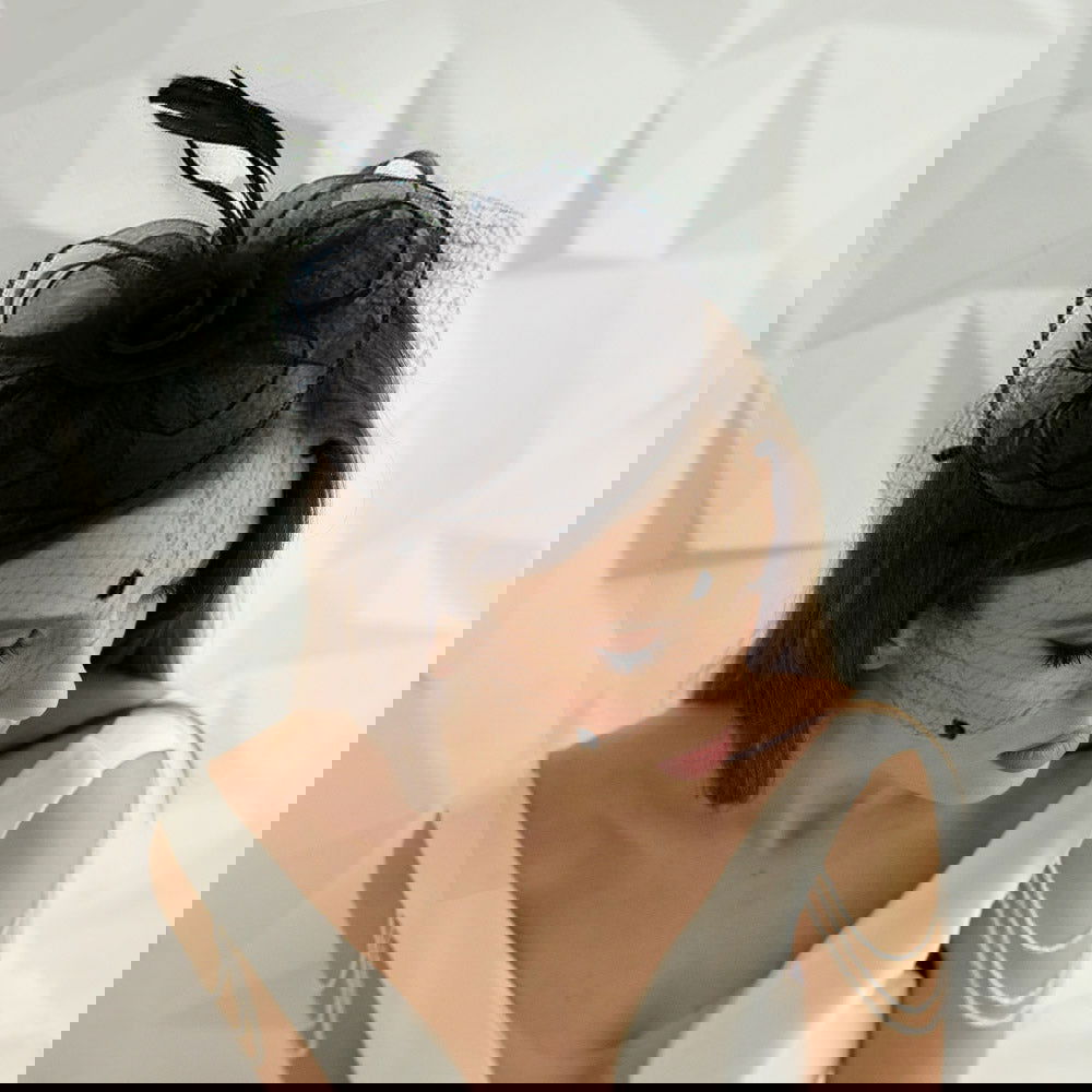 Feather  Black Mesh Fascinator / Headband - M H W ACCESSORIES LLC