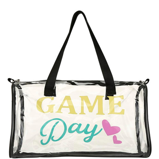 GAME DAY Message Printed Transparent Boston Bag / Crossbody Bag - M H W ACCESSORIES LLC