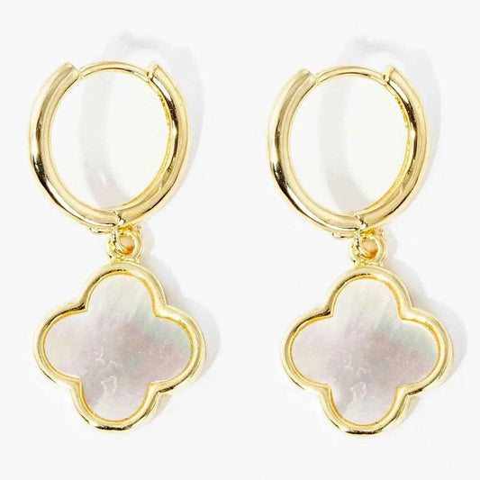 GOLD CLOVER DANGLE EARRINGS- M H W ACCESSORIES - M H W ACCESSORIES LLC