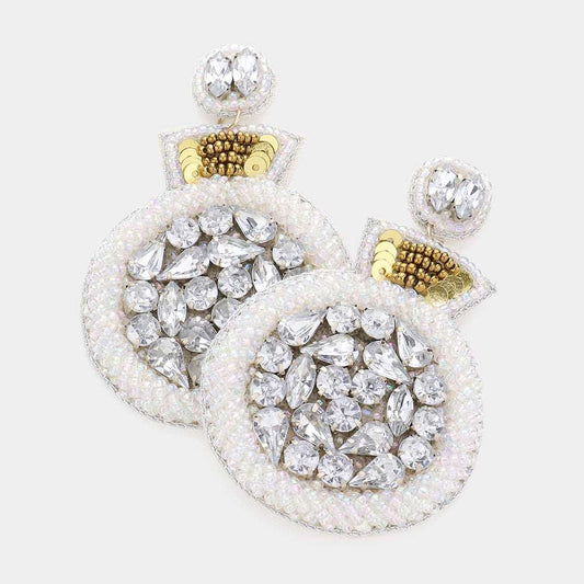 Glass Stone Embellished Beaded Bridal Dangle Earrings-M H W ACCESSORIES - M H W ACCESSORIES LLC