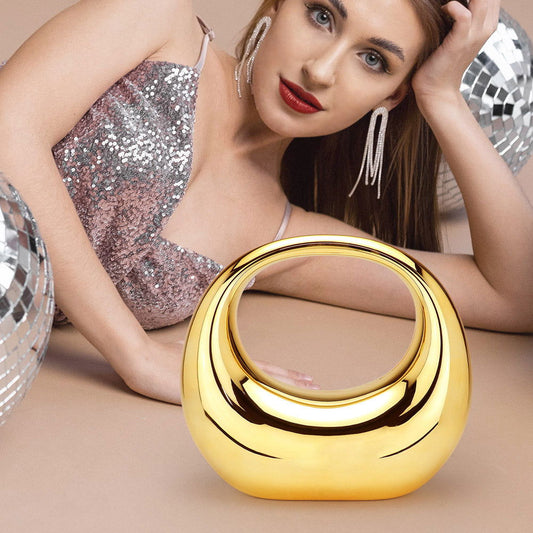 Gold Acrylic Moon Shape Evening Bag / Clutch Bag - M H W ACCESSORIES LLC