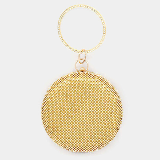 Gold Bling Round Evening Tote / Crossbody Bag - M H W ACCESSORIES LLC