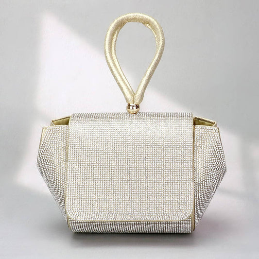 Gold Bling Studded Flap Evening Bag / Crossbody Bag - M H W ACCESSORIES LLC