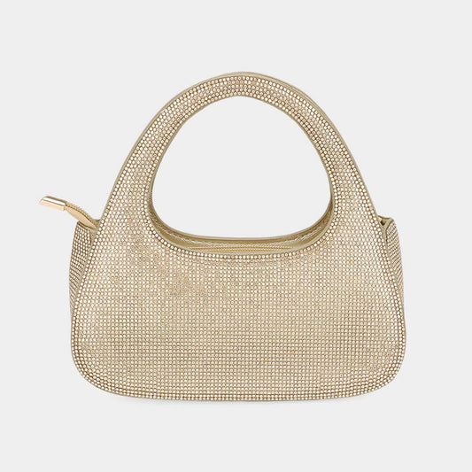 Gold Bling Studded Top Handle Evening Bag / Crossbody Bag - M H W ACCESSORIES LLC