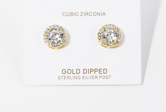 Gold Crystal Stud Earrings-M H W ACCESSORIES - M H W ACCESSORIES LLC