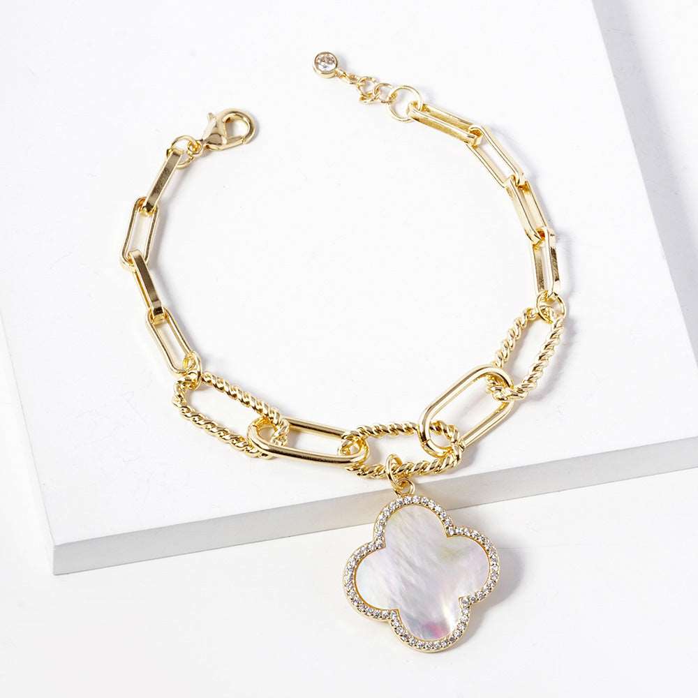Gold Dipped Quatrefoil Charm Bracelet-M H W ACCESSORIES - M H W ACCESSORIES LLC