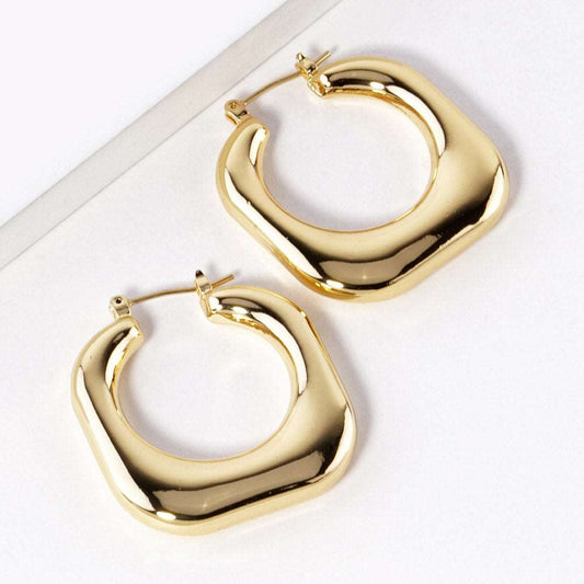 Gold Dipped Square Metal Hoop Earrings- M H W ACCESSORIES - M H W ACCESSORIES LLC