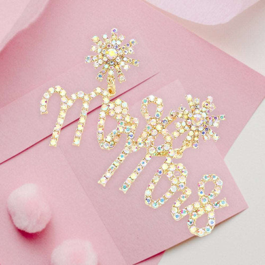 Gold Fashion Mrs Rhinestone Embellished Dangle Earrings-M H W ACCESSORIES - M H W ACCESSORIES LLC