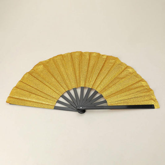 Gold Glittered Folding Line Dance Hand Fan - M H W ACCESSORIES LLC