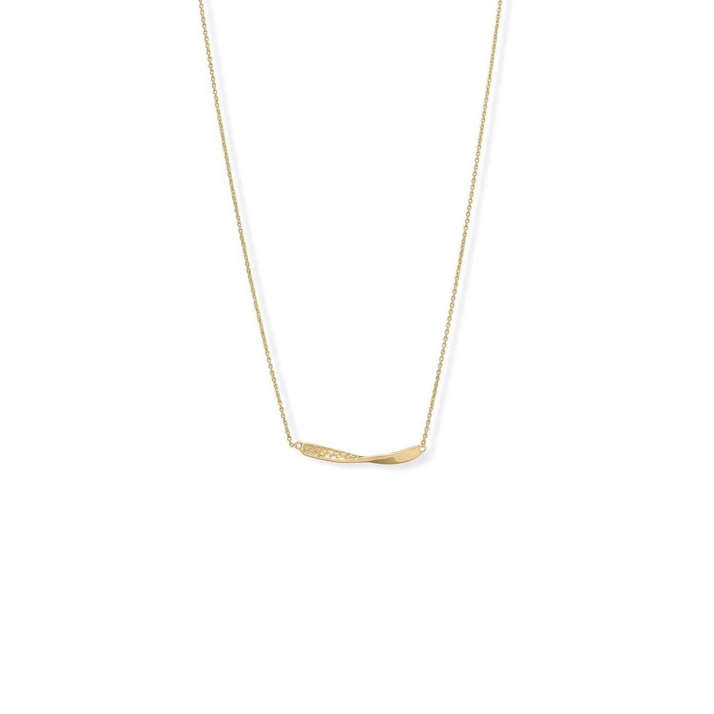 Gold Plated 16" + 2" 1/2 Twist Textured Bar Necklace - M H W ACCESSORIES LLC