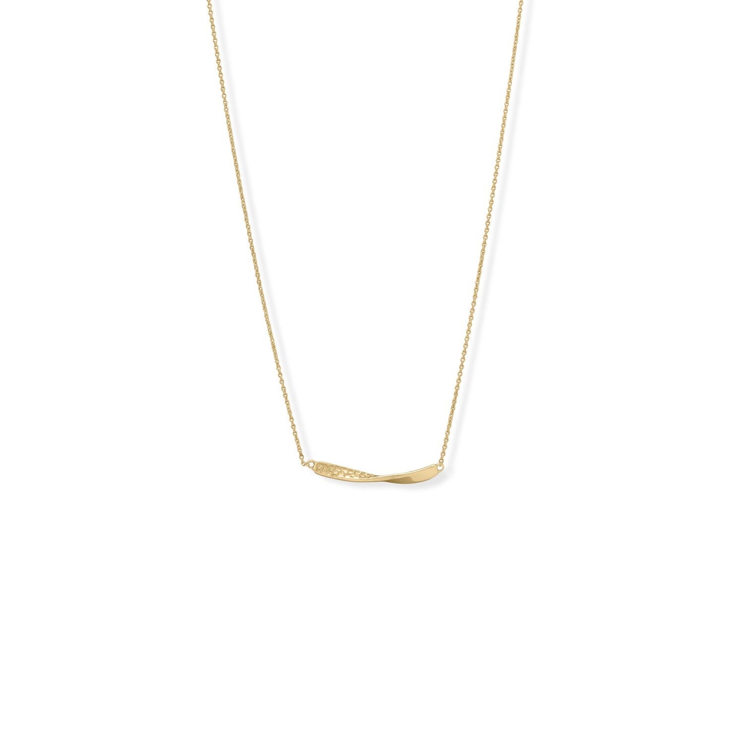 Gold Plated 16" + 2" 1/2 Twist Textured Bar Necklace - M H W ACCESSORIES LLC