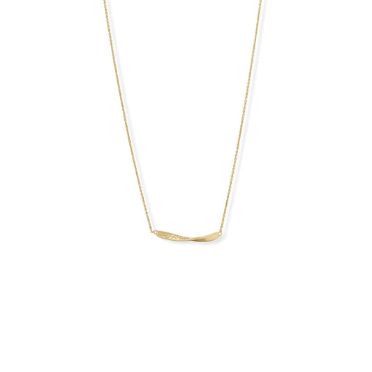 Gold Plated 16" + 2" 1/2 Twist Textured Bar Necklace - M H W ACCESSORIES LLC