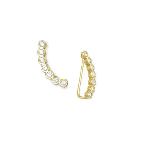 Gold Plated CZ Ear Climbers- M H W ACCESSORIES - M H W ACCESSORIES LLC