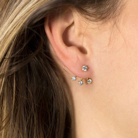 Gold Plated Sterling Silver Cubic Zirconia Front Back Earrings - M H W ACCESSORIES LLC