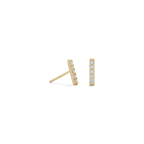 Gold Plated Sterling Silver Mini Cubic Zirconia Stud Earrings for Women - M H W ACCESSORIES LLC