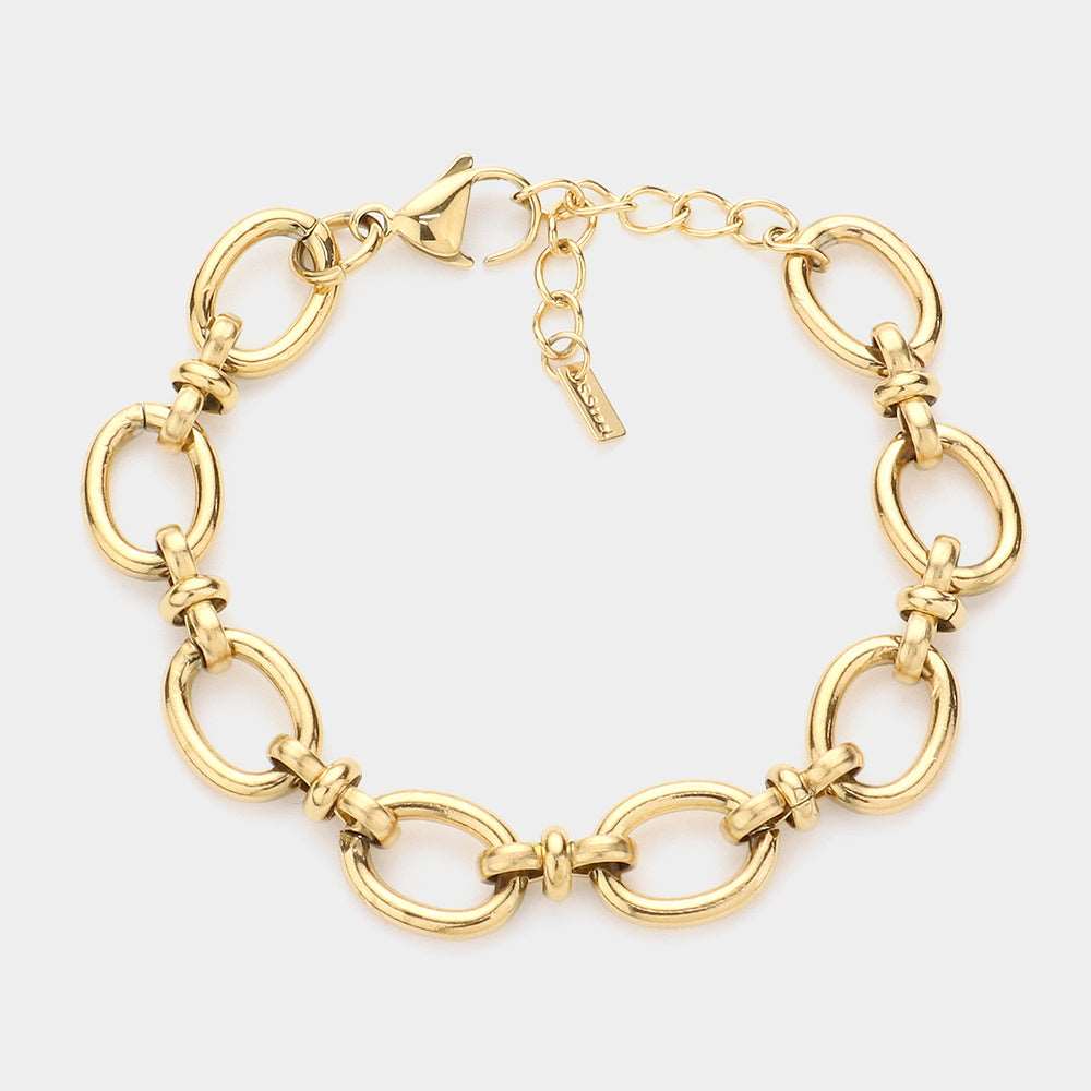 Gold Stainless Steel Handmade Gold Dipped Link Bracelet for Women - M H W ACCESSORIES LLC