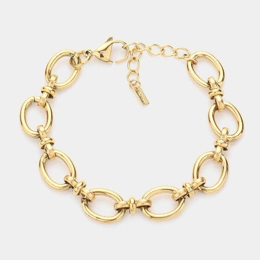 Gold Stainless Steel Handmade Gold Dipped Link Bracelet for Women - M H W ACCESSORIES LLC