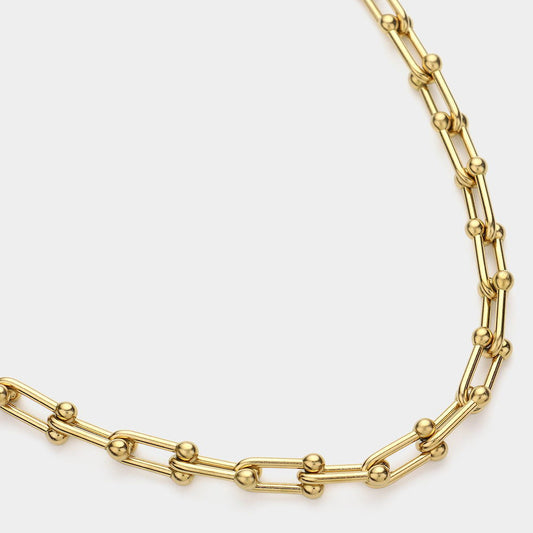 Gold Stainless Steel Hardware Chain Necklace - M H W ACCESSORIES LLC