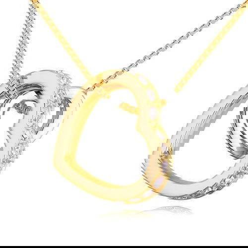 Gold and Silver CZ Heart Pendant Necklace-M H W ACCESSORIES - M H W ACCESSORIES LLC