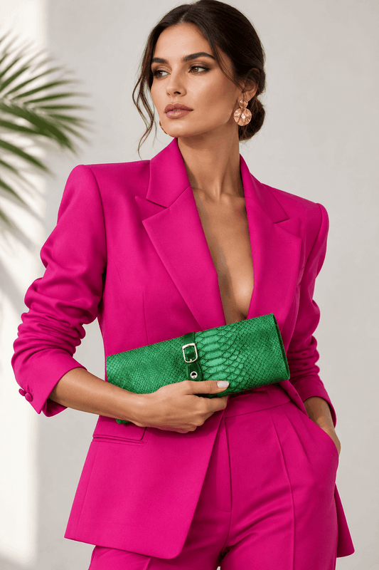 Green Snake Print Clutch- Clearance All Sales Are Final - M H W ACCESSORIES LLC