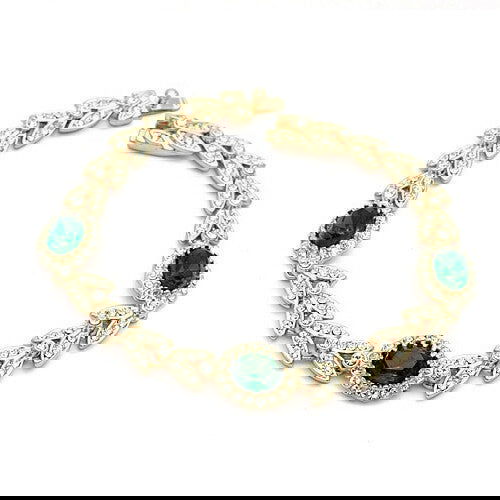 Green Austrian Crystal Rose Gold Plated Bracelet-M H W ACCESSORIES - M H W ACCESSORIES LLC