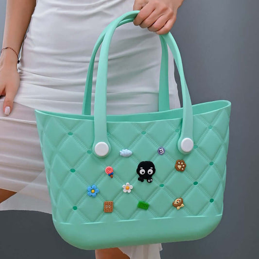 Green Trendy Silicone Personalized Charm Tote Bag - M H W ACCESSORIES LLC