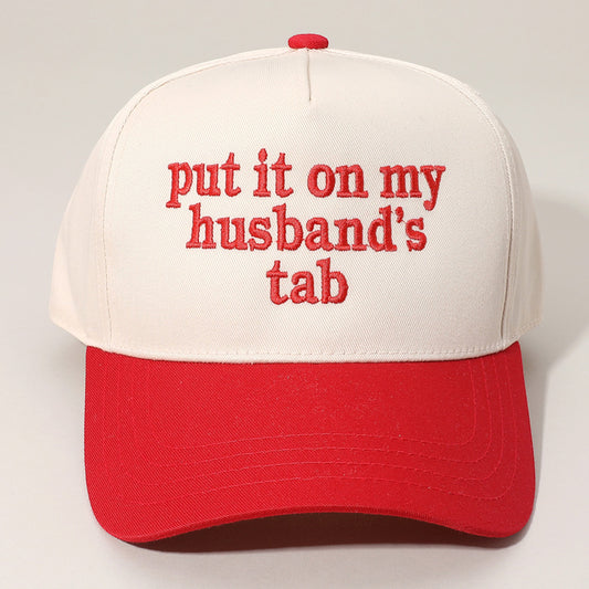 PUT IT ON MY HUSBANDS TAB Red Corduroy Baseball Cap