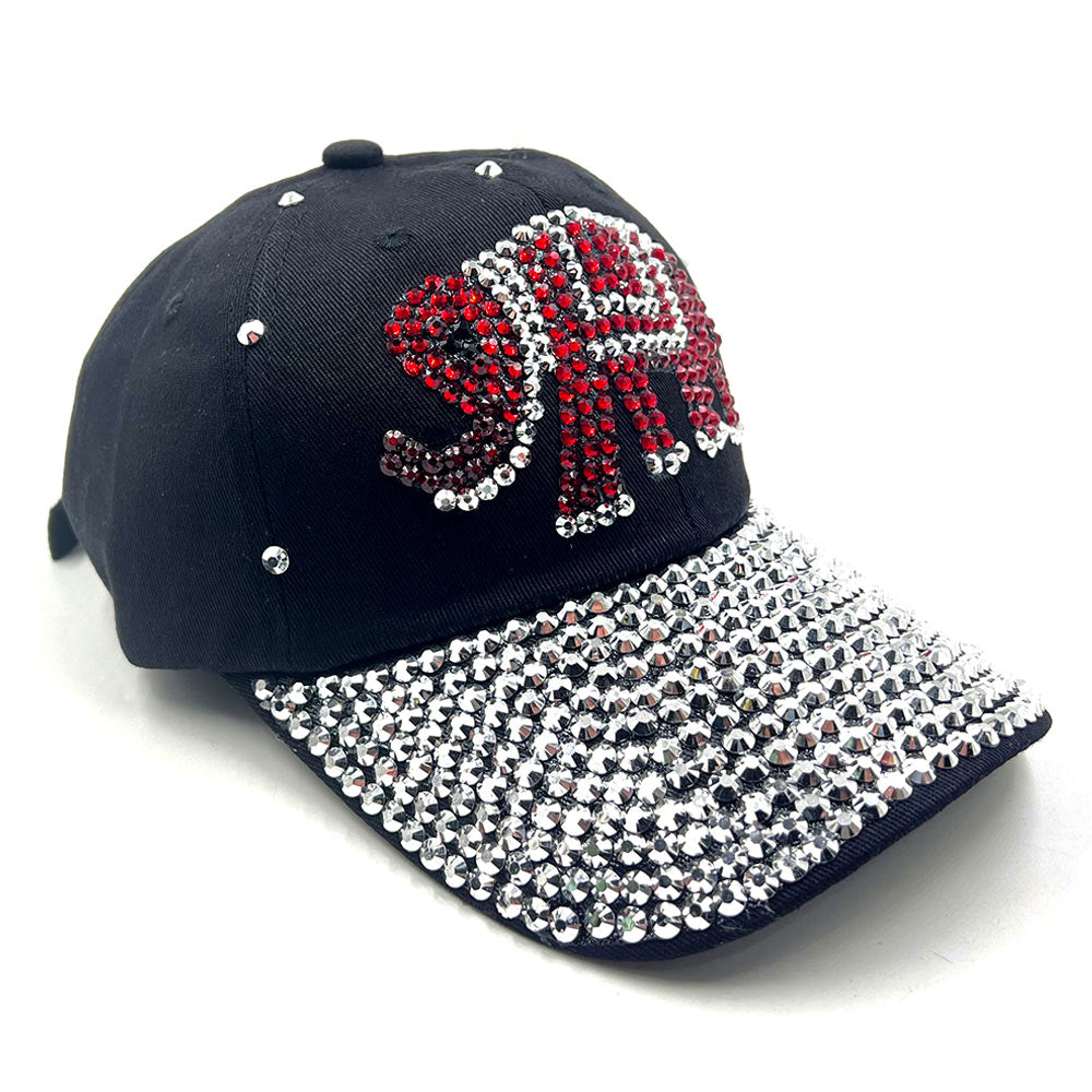 Bling Glass Crystal Stone Accented Elephant Baseball Cap M H W ACCESSORIES LLC Bling Glass Crystal Stone Accented Elephant Baseball Cap