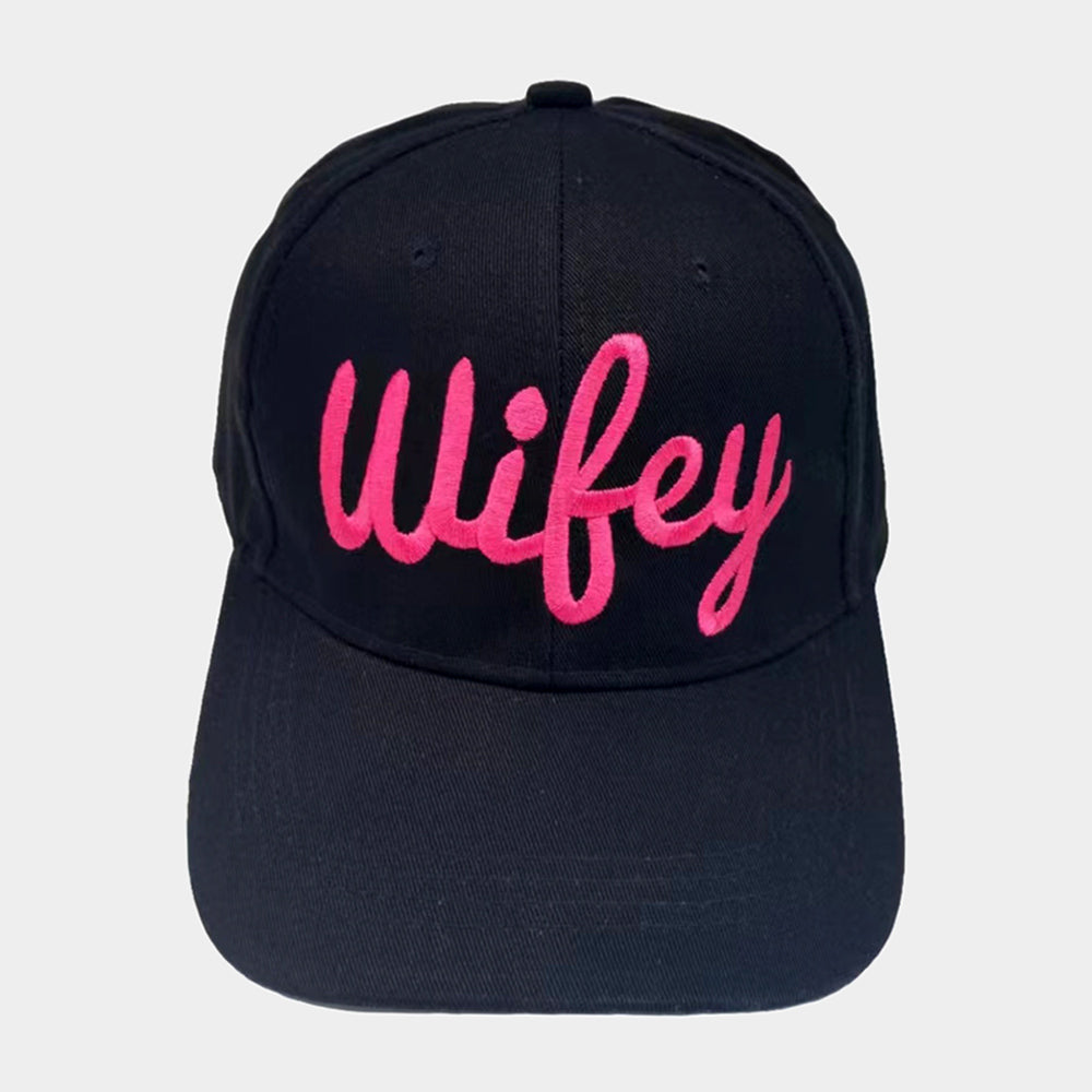 Black and Pink Wifey Message Baseball Cap - M H W ACCESSORIES LLC