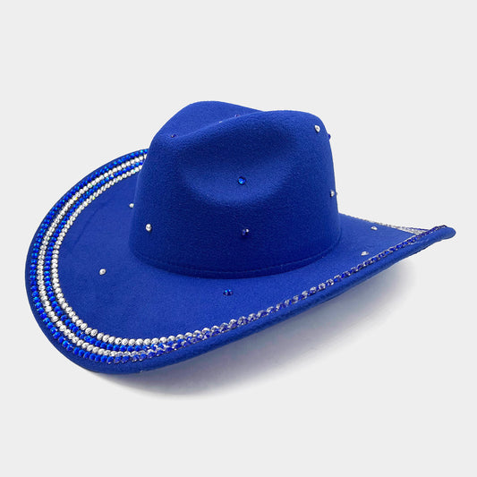 Blue Bling Studded Cowboy Western Hat - M H W ACCESSORIES LLC