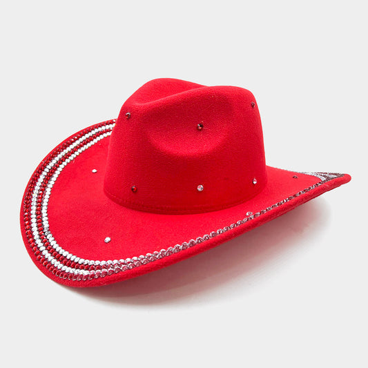 Red Bling Studded Cowboy Western Hat - M H W ACCESSORIES LLC