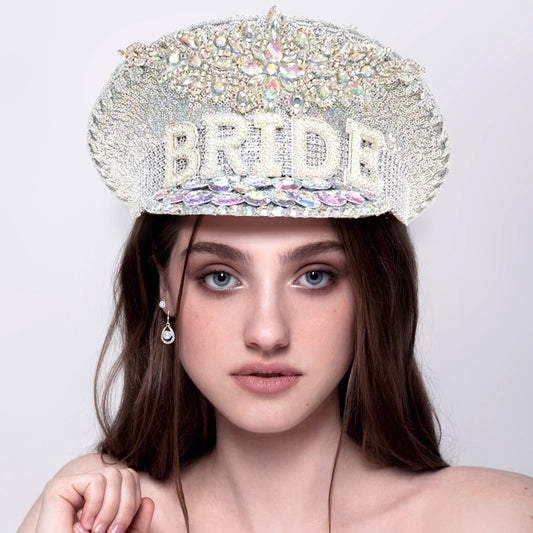 BRIDE Message Accented Sequin Bling Hat