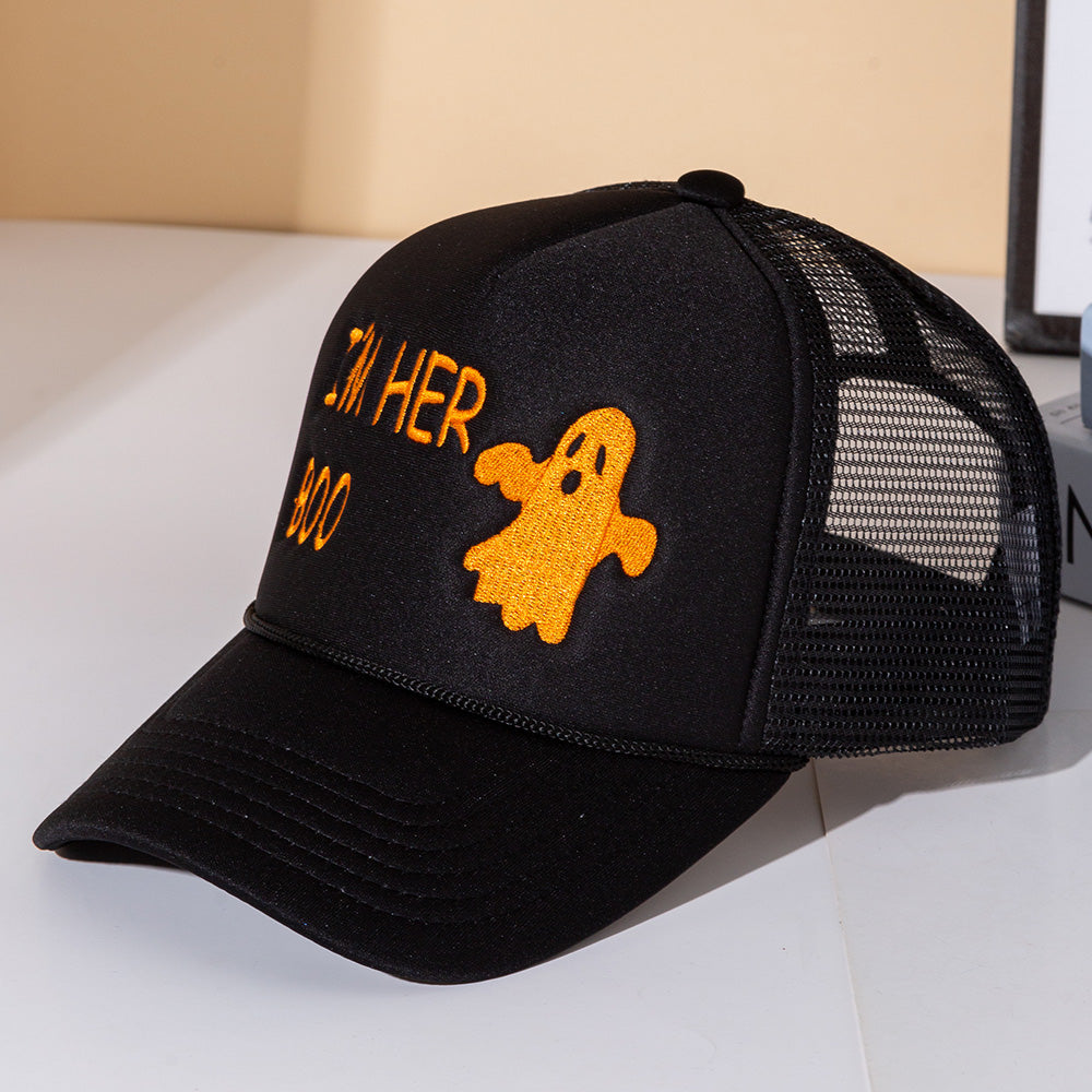 IM HER BOO Embroidered Black Mesh Back Trucker Cap M H W ACCESSORIES LLC IM HER BOO Embroidered Black Mesh Back Trucker Cap