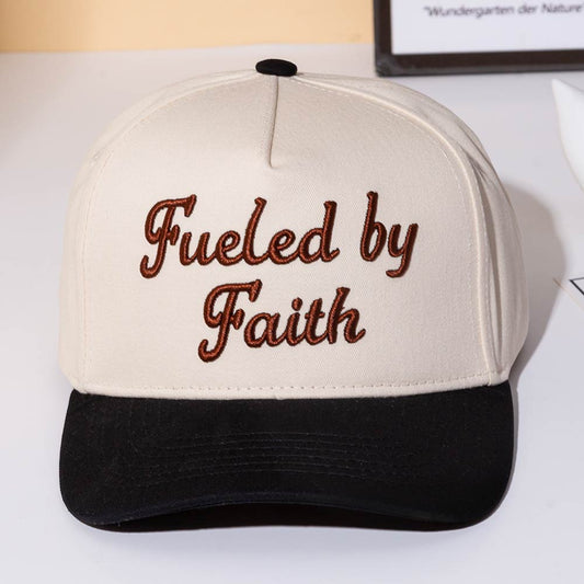 Black FUELED BY FAITH Message Embroidered Baseball Cap M H W ACCESSORIES LLC Black FUELED BY FAITH Message Embroidered Baseball Cap