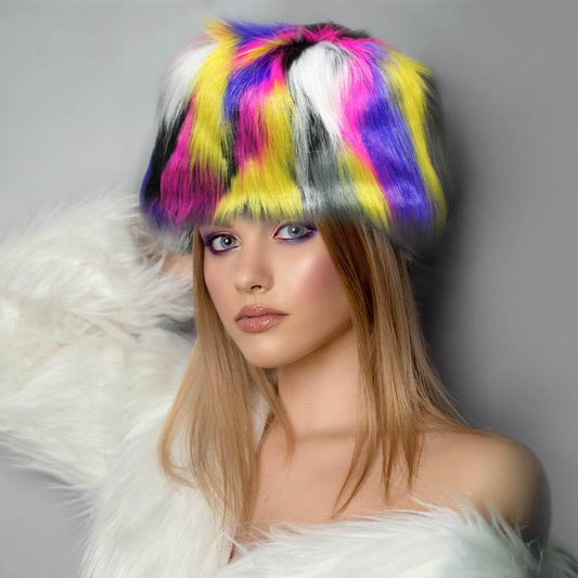 Multi-Color Faux Fur Bucket Hat - M H W ACCESSORIES LLC