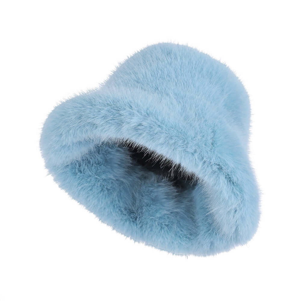 Teal Winter Fluffy Faux Fur Bucket Hat - M H W ACCESSORIES LLC