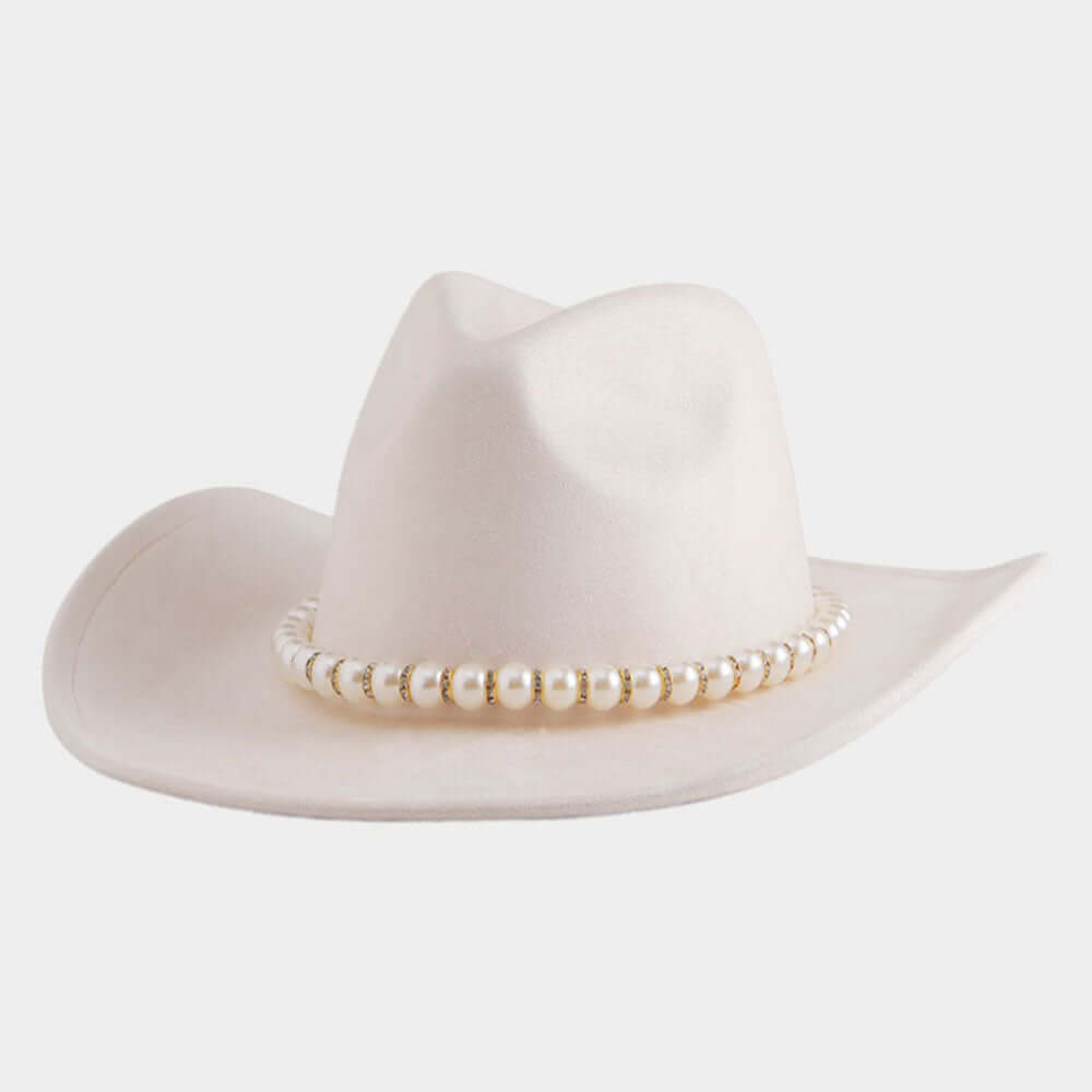 Pearl Band Accent Cowboy Beige Western Hat