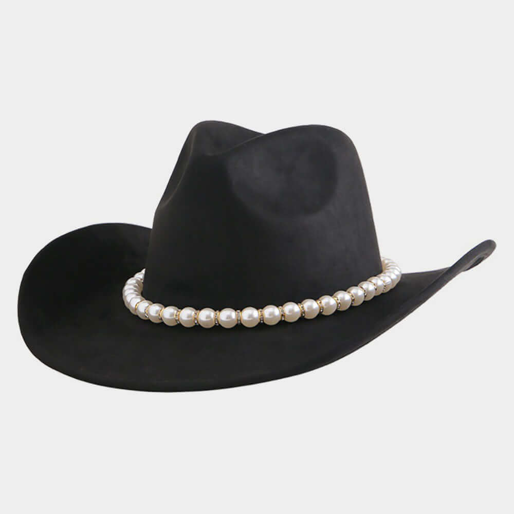 Pearl Band Accent Cowboy Black Western Hat