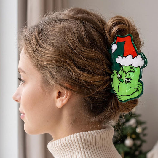 Christmas Santa Holiday Festive Green Grinch Hair Claw Clip M H W ACCESSORIES LLC Christmas Santa Holiday Festive Green Grinch Hair Claw Clip