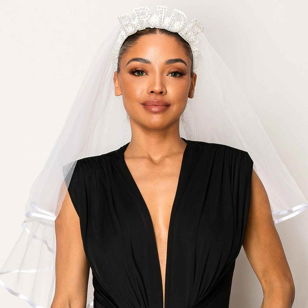 Pearl BRIDE Message Headband Bridal Wedding Bachelorette Veil M H W ACCESSORIES LLC Pearl BRIDE Message Headband Bridal Wedding Bachelorette Veil