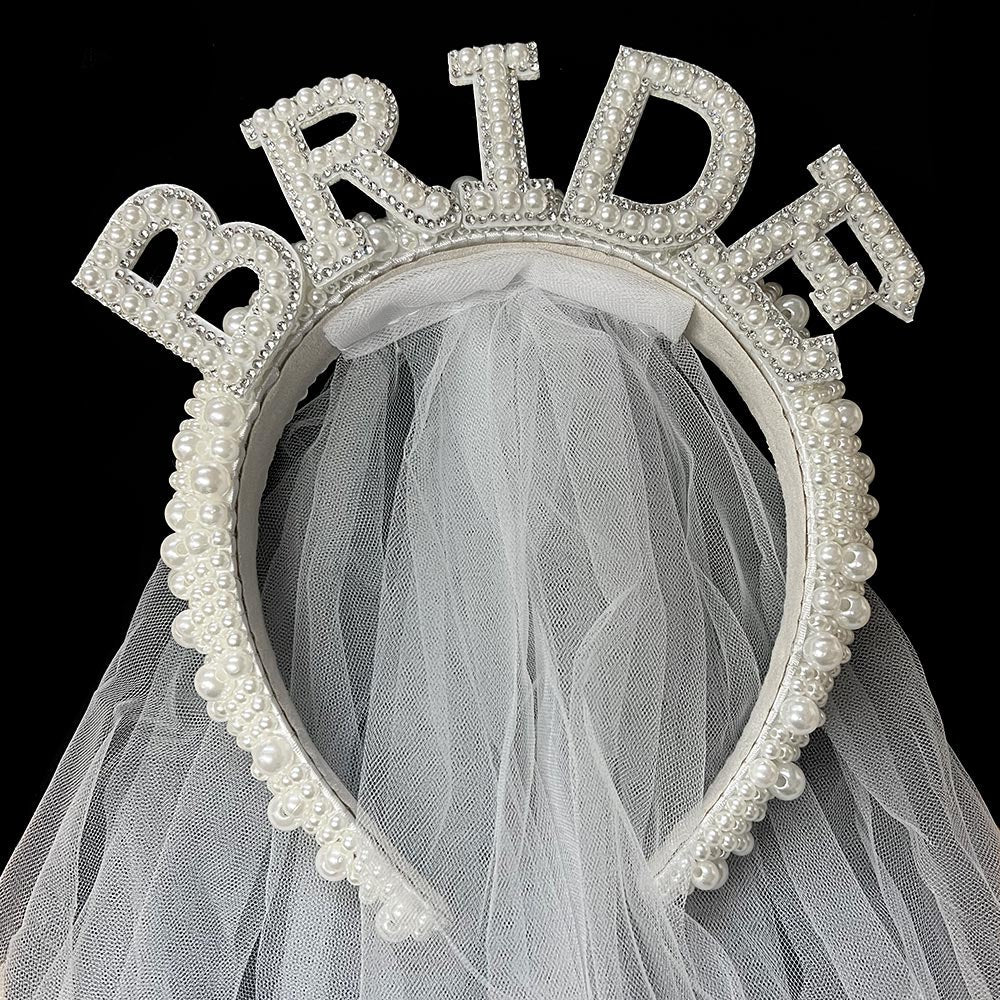 Pearl BRIDE Message Headband Bridal Wedding Bachelorette Veil M H W ACCESSORIES LLC Pearl BRIDE Message Headband Bridal Wedding Bachelorette Veil