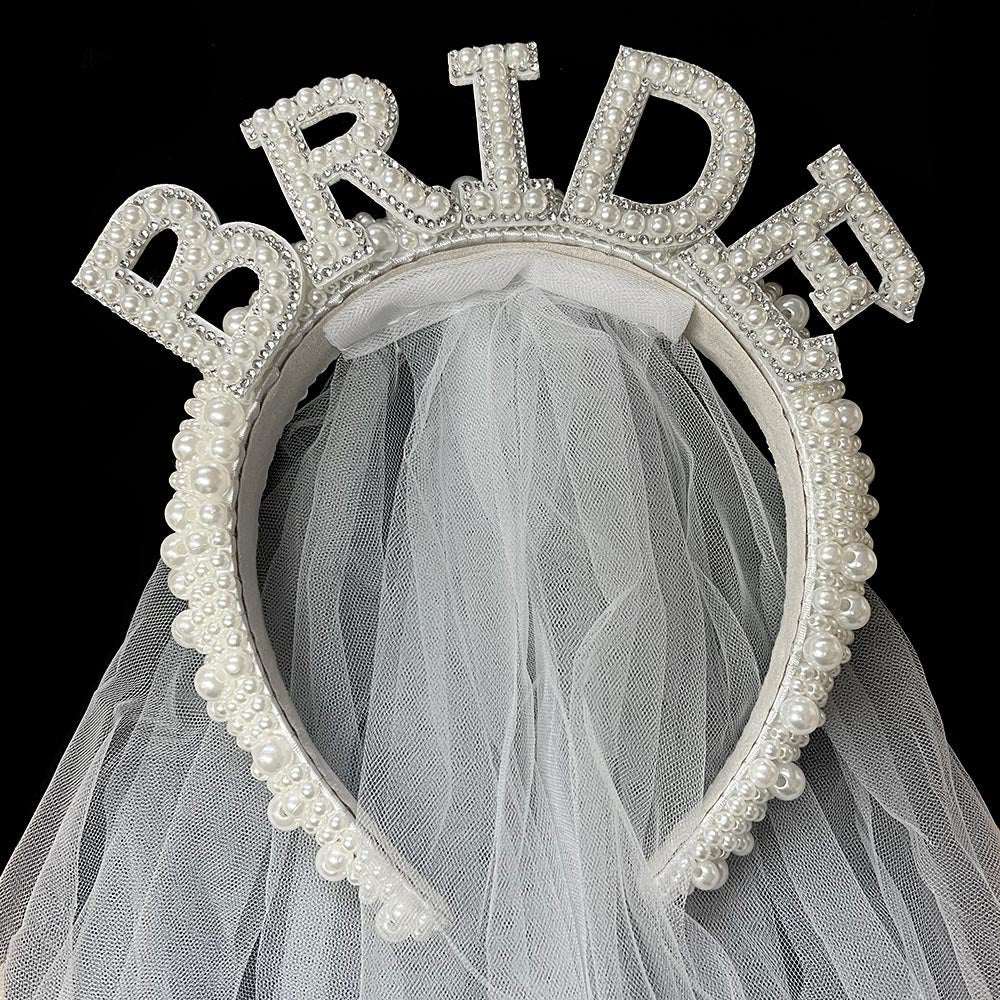 Pearl BRIDE Message Headband Bridal Wedding Bachelorette Veil M H W ACCESSORIES LLC Pearl BRIDE Message Headband Bridal Wedding Bachelorette Veil