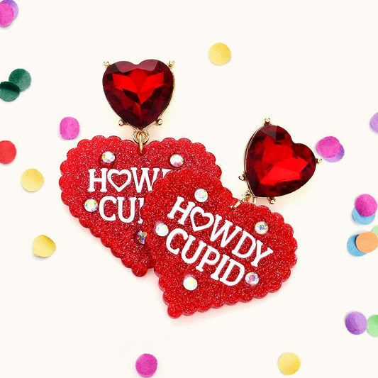 HOWDY CUPID Heart Stone Dangle Earrings-M H W ACCESSORIES - M H W ACCESSORIES LLC