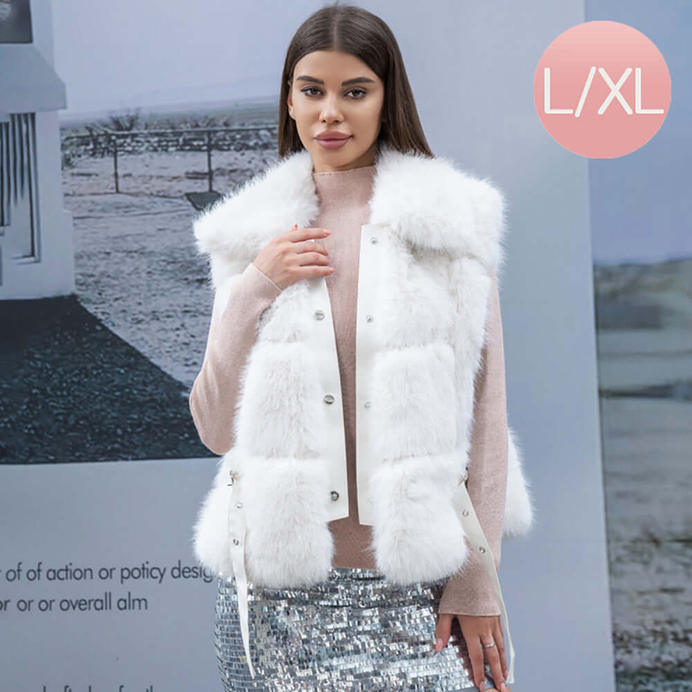 Ivory Faux Fur Vest - M H W ACCESSORIES LLC