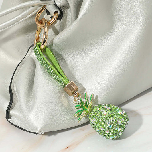 Bling Studded Green Pineapple Bag Charm / Keychain